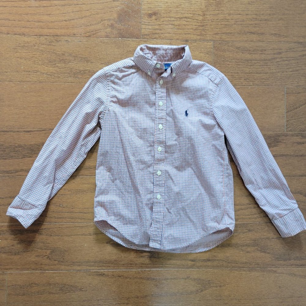 Orange/Navy Ralph Lauren Check Button Down - 8